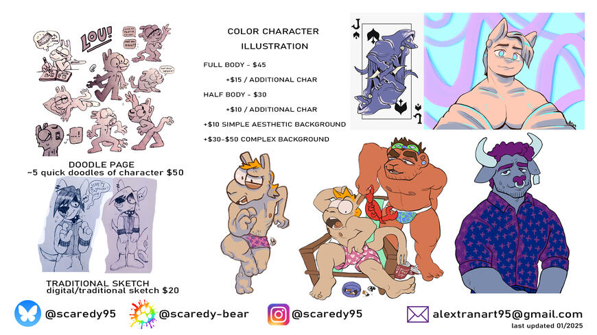 Welcome to my little corner of the internet! I have been creating art since I was a kid, from short films to comic books and doodles. I have a degree in 2D animation as well. Feel free to DM or email me about any commission inquiries. :]